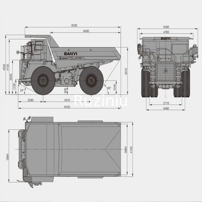 적재 능력 55t를 가진 SRT55D 광산 덤프 트럭 480kW 35m3